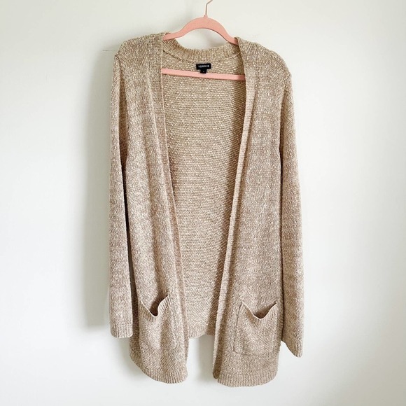 Torrid Tan Cream Marled Open Cardigan sz 2 Large Neutral Basic - Picture 7 of 11